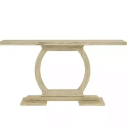 Kirklands Home Natural Barnwood Circular Pedestal Console Table Tan Best