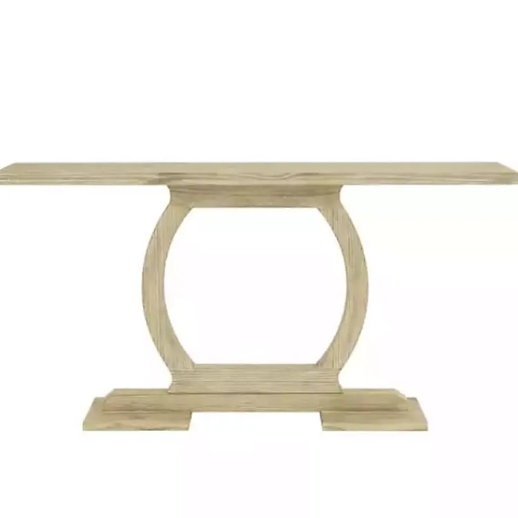 Kirklands Home Natural Barnwood Circular Pedestal Console Table Tan Best