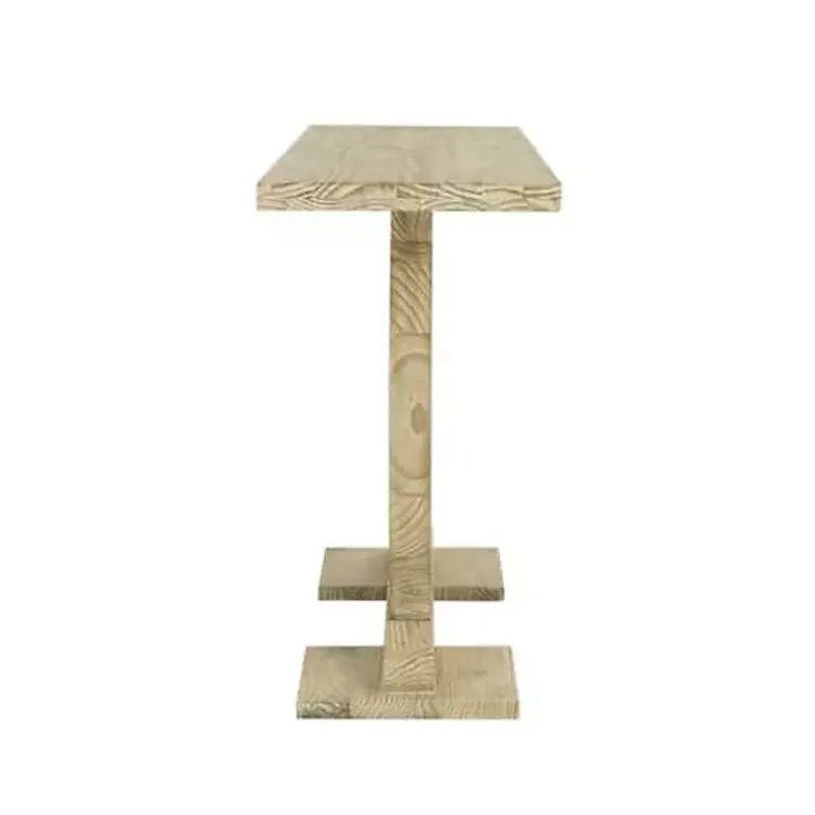 Kirklands Home Natural Barnwood Circular Pedestal Console Table Tan Best