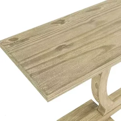 Kirklands Home Natural Barnwood Circular Pedestal Console Table Tan Best