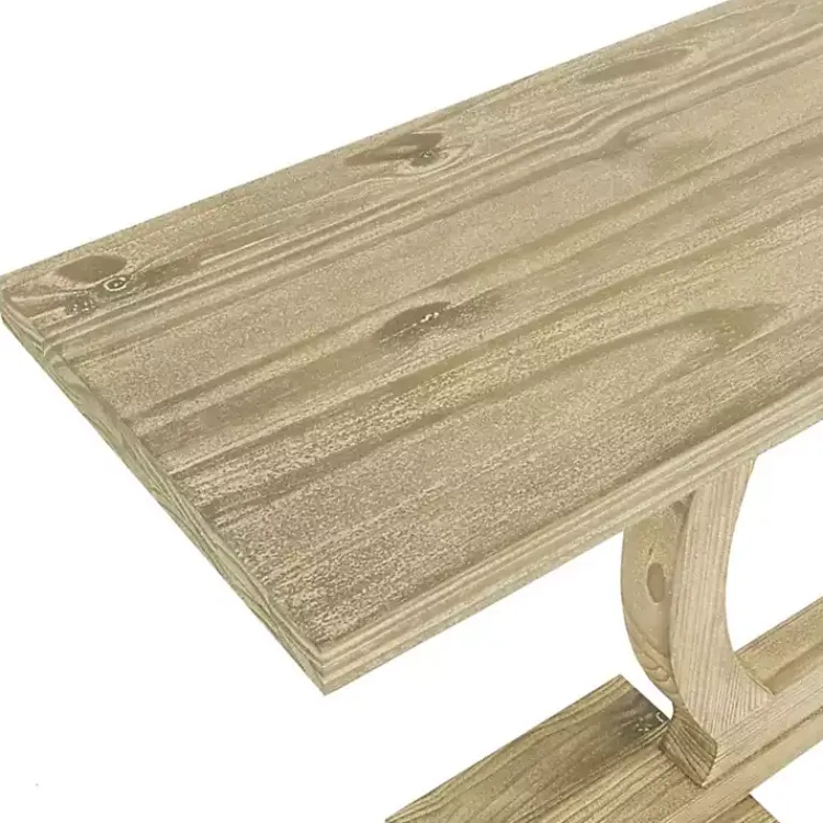 Kirklands Home Natural Barnwood Circular Pedestal Console Table Tan Best