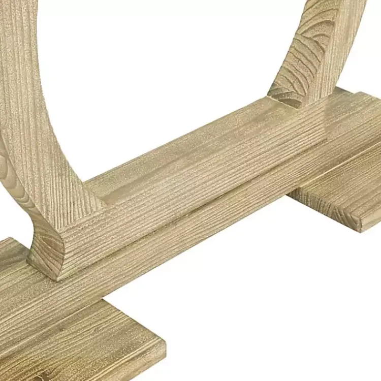 Kirklands Home Natural Barnwood Circular Pedestal Console Table Tan Best