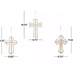 Kirklands Home Natural Beaded Wood Cross Wall Plaques, Set of 3 Tan Sale