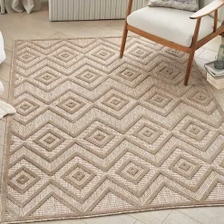 Kirklands Home Natural Beige Diamond Indoor/Outdoor Area Rug, 4x6 Tan Best