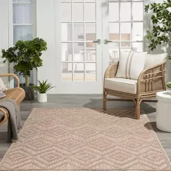 Kirklands Home Natural Beige Diamond Indoor/Outdoor Area Rug, 4x6 Tan Best