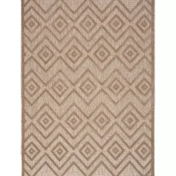 Kirklands Home Natural Beige Diamond Indoor/Outdoor Area Rug, 5x7 Tan New