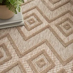 Kirklands Home Natural Beige Diamond Indoor/Outdoor Area Rug, 5x7 Tan New