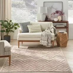 Kirklands Home Natural Beige Diamond Indoor/Outdoor Area Rug, 5x7 Tan New
