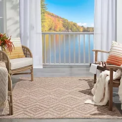 Kirklands Home Natural Beige Diamond Indoor/Outdoor Area Rug, 5x7 Tan New