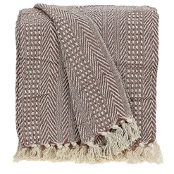 Blankets & Throws>Kirklands Home Natural Striped Woven Tassel Throw Brown