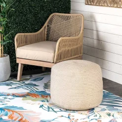 Poufs & Floor Cushions>Kirklands Home Natural Cable Braided Pouf Tan