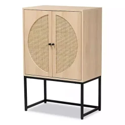 Kirklands Home Natural Cane and Wood 2-Door Cabinet Discount