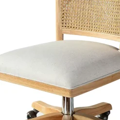 Kirklands Home Natural Cane Back Linen Office Chair Hot