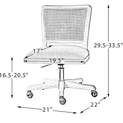 Kirklands Home Natural Cane Back Linen Office Chair Hot