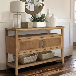 Kirklands Home Natural Cane Martha Sterwart Console Table Tan
