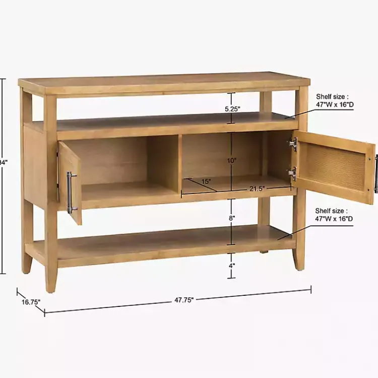 Kirklands Home Natural Cane Martha Sterwart Console Table Tan