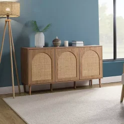 Kirklands Home Natural Cane Wood Arched Sideboard Cabinet Sale