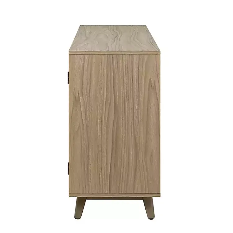 Kirklands Home Natural Cane Wood Storage Media Cabinet Tan Clearance