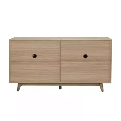 Kirklands Home Natural Cane Wood Storage Media Cabinet Tan Clearance