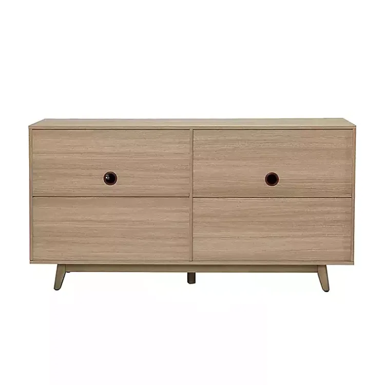 Kirklands Home Natural Cane Wood Storage Media Cabinet Tan Clearance