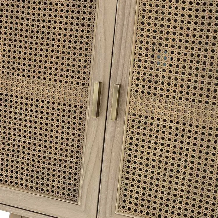 Kirklands Home Natural Cane Wood Storage Media Cabinet Tan Clearance