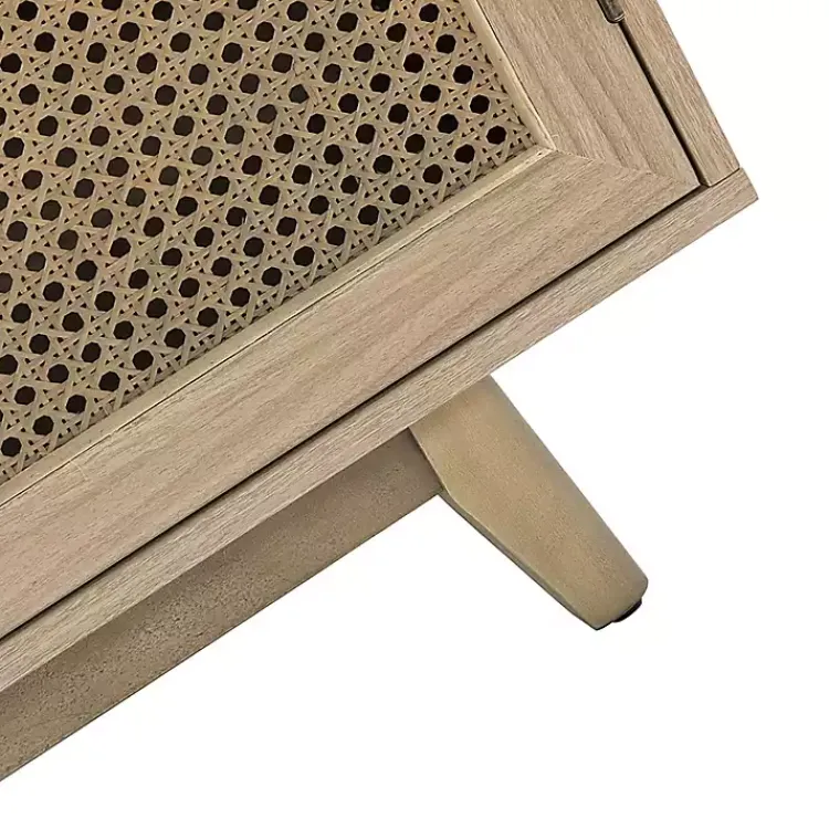 Kirklands Home Natural Cane Wood Storage Media Cabinet Tan Clearance