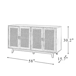 Kirklands Home Natural Cane Wood Storage Media Cabinet Tan Clearance