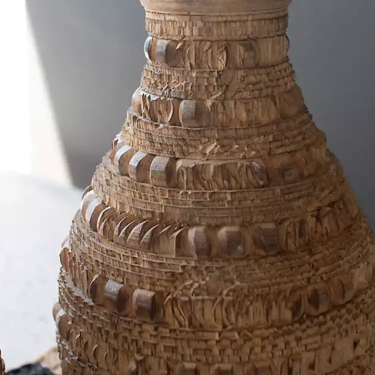 Vases>Kirklands Home Natural Carved Textured Wood Vases, Set of 2 Brown