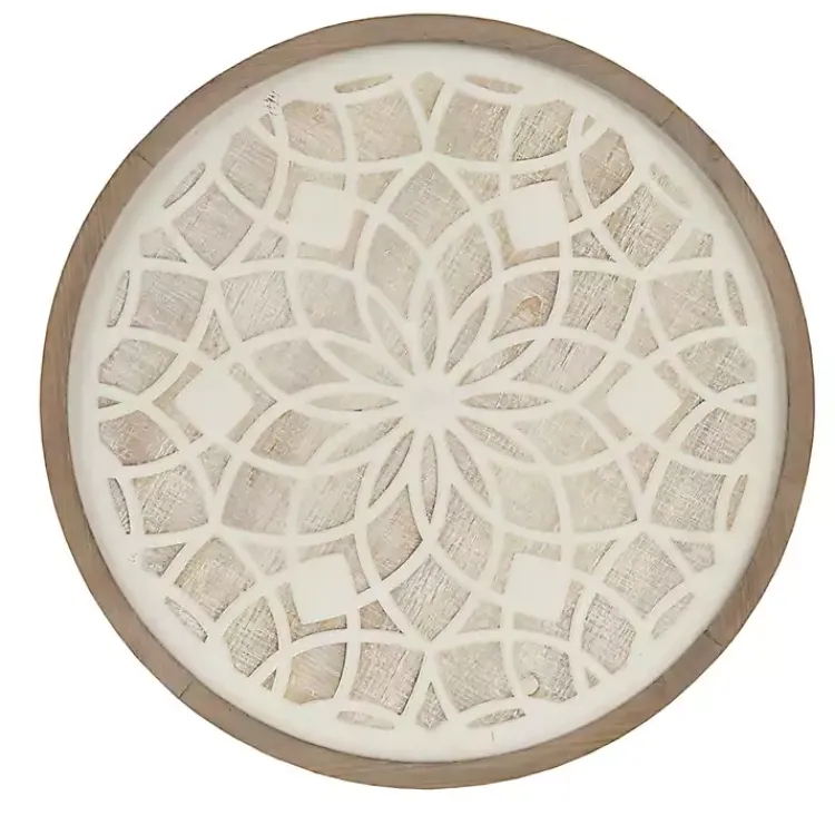 Kirklands Home Natural Carved Wood Medallion Round Wall Plaque Tan Discount