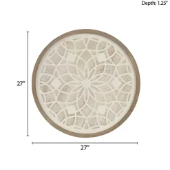 Kirklands Home Natural Carved Wood Medallion Round Wall Plaque Tan Discount