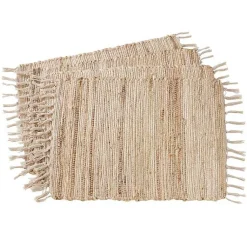 Kirklands Home Natural Chindi Tasseled Jute Placemats, Set of 4 Ivory