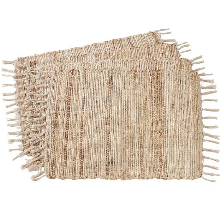 Kirklands Home Natural Chindi Tasseled Jute Placemats, Set of 4 Ivory