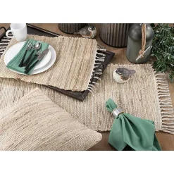 Kirklands Home Natural Chindi Tasseled Jute Placemats, Set of 4 Ivory