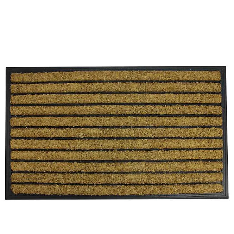 Kirklands Home Natural Coir Striped Non-Skid Doormat New