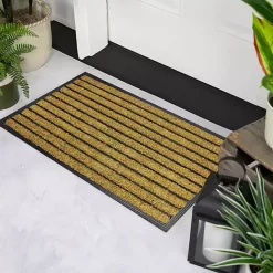 Kirklands Home Natural Coir Striped Non-Skid Doormat New