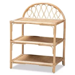 Kirklands Home Natural Curled Rattan 3-Tiered Bookcase Clearance