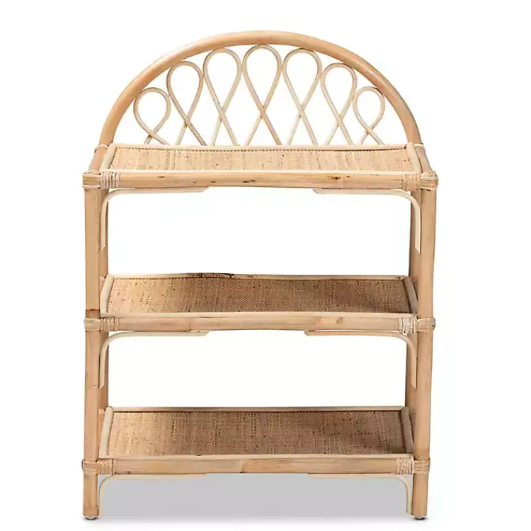 Kirklands Home Natural Curled Rattan 3-Tiered Bookcase Clearance