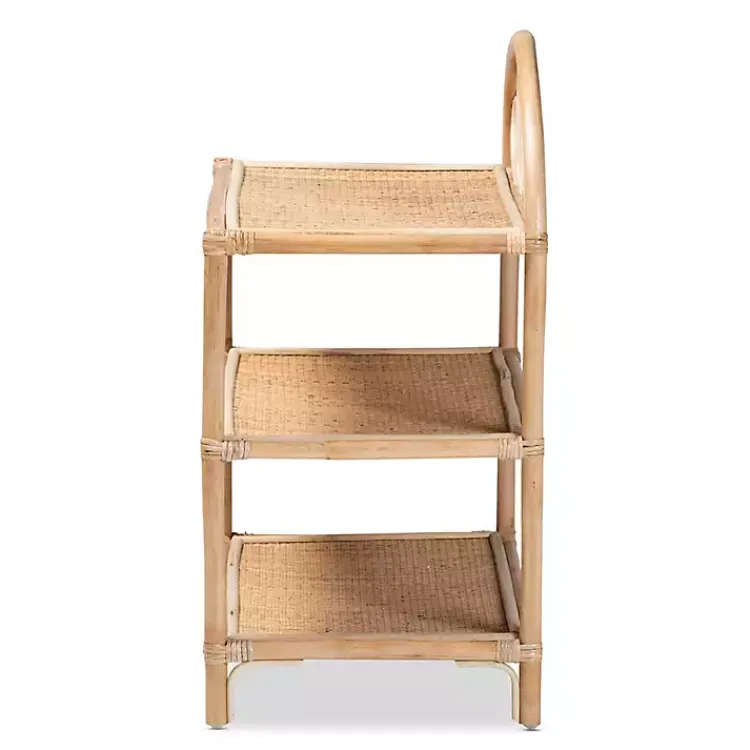 Kirklands Home Natural Curled Rattan 3-Tiered Bookcase Clearance