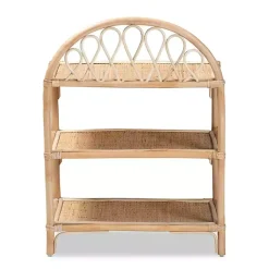 Kirklands Home Natural Curled Rattan 3-Tiered Bookcase Clearance