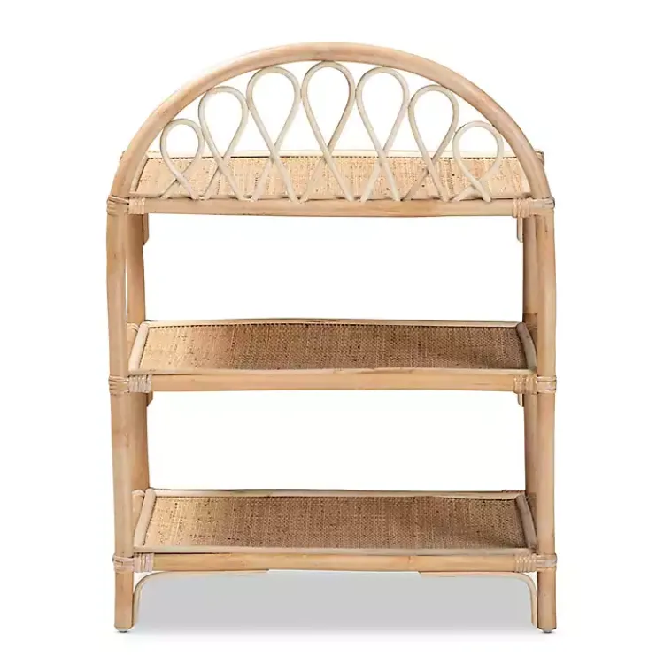 Kirklands Home Natural Curled Rattan 3-Tiered Bookcase Clearance