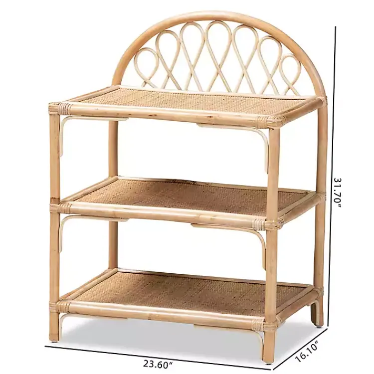 Kirklands Home Natural Curled Rattan 3-Tiered Bookcase Clearance