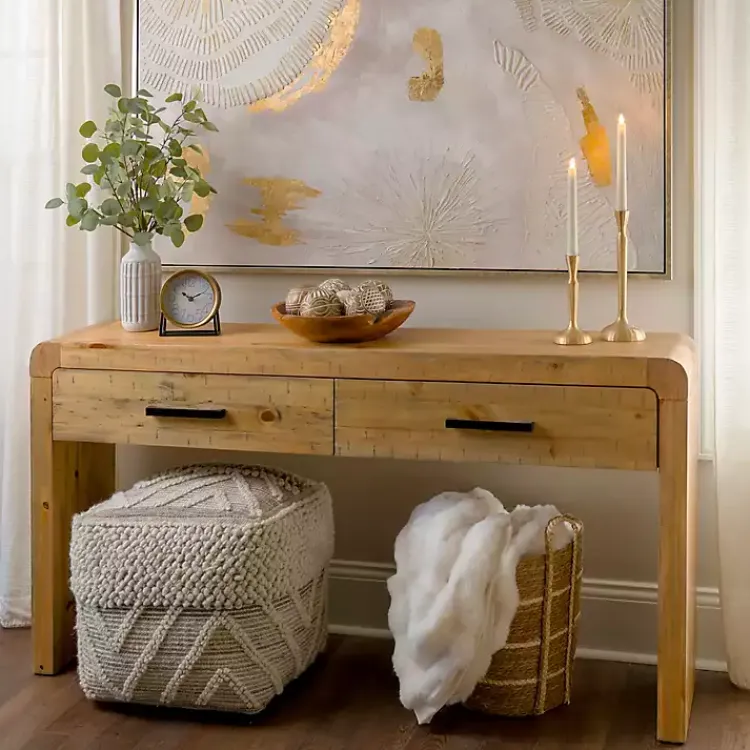 Kirklands Home Natural Curved Edge Console Table Tan Hot