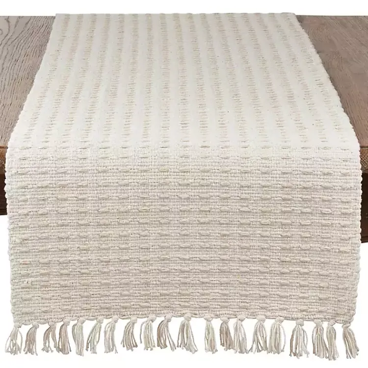 Kirklands Home Natural Dashed Woven Long Cotton Runner Tan Online