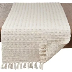 Kirklands Home Natural Dashed Woven Long Cotton Runner Tan Online