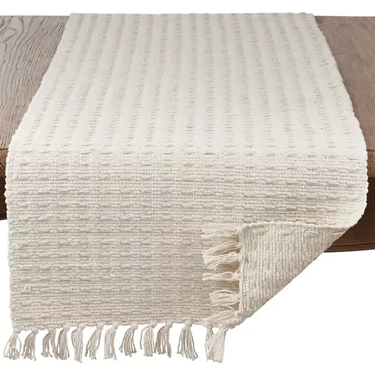 Kirklands Home Natural Dashed Woven Long Cotton Runner Tan Online