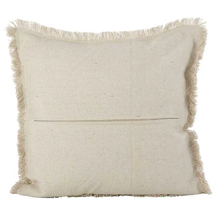 Pillows>Kirklands Home Natural Diamond Pillow with Fringed Edges