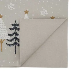Kirklands Home Natural Embroidered Christmas Trees Table Runner Outlet