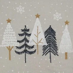 Kirklands Home Natural Embroidered Christmas Trees Table Runner Outlet