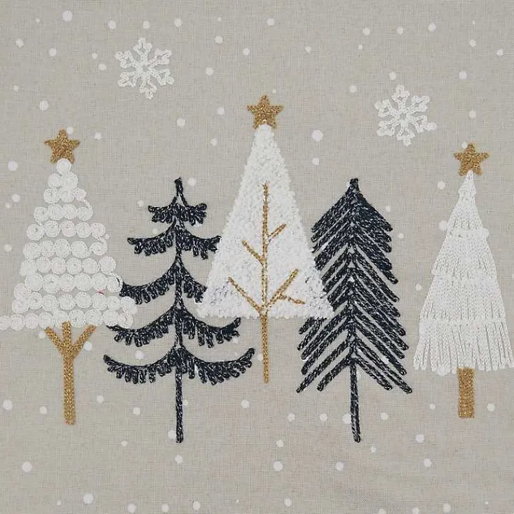 Kirklands Home Natural Embroidered Christmas Trees Table Runner Outlet