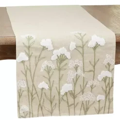 Kirklands Home Natural Embroidered Floral Table Runner Outlet